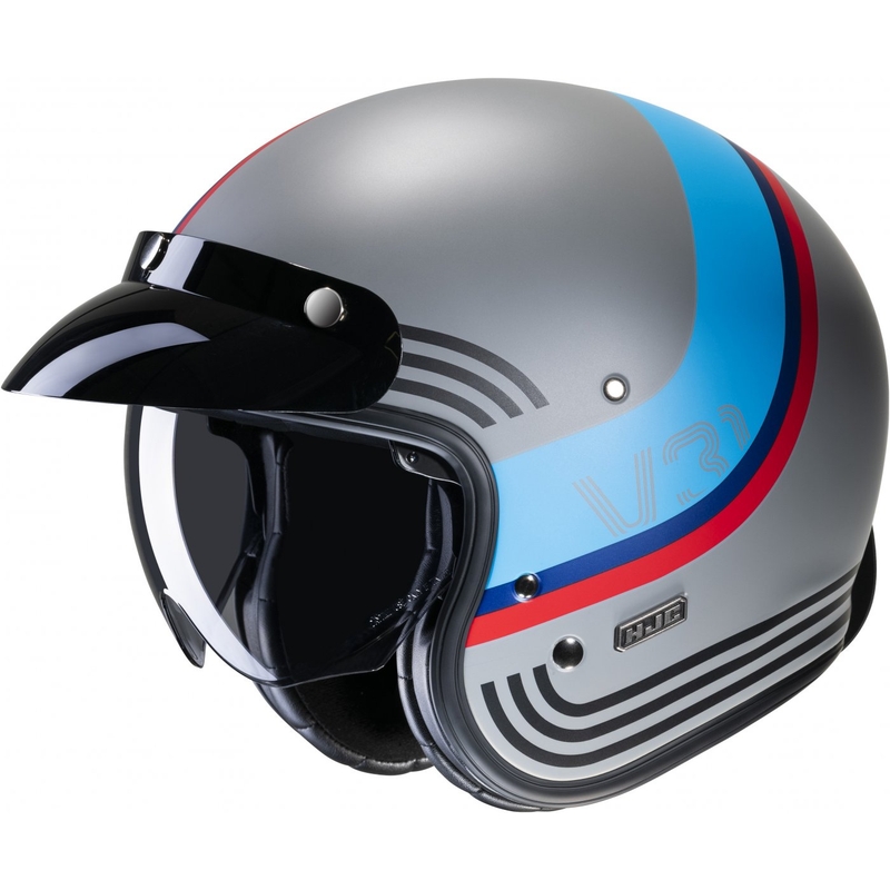 Atvērtā motociklu ķivere HJC V31 Byron MC21SF sarkanā-zilā-melnā-pelēkā krāsā