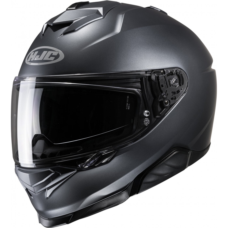 Integrēta motocikla ķivere HJC i71 Solid Semi Flat antracīta krāsā