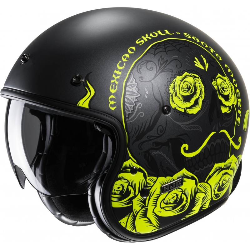 Atvērtā motociklu ķivere HJC V31 Desto MC3HSF melns-fluo dzeltens