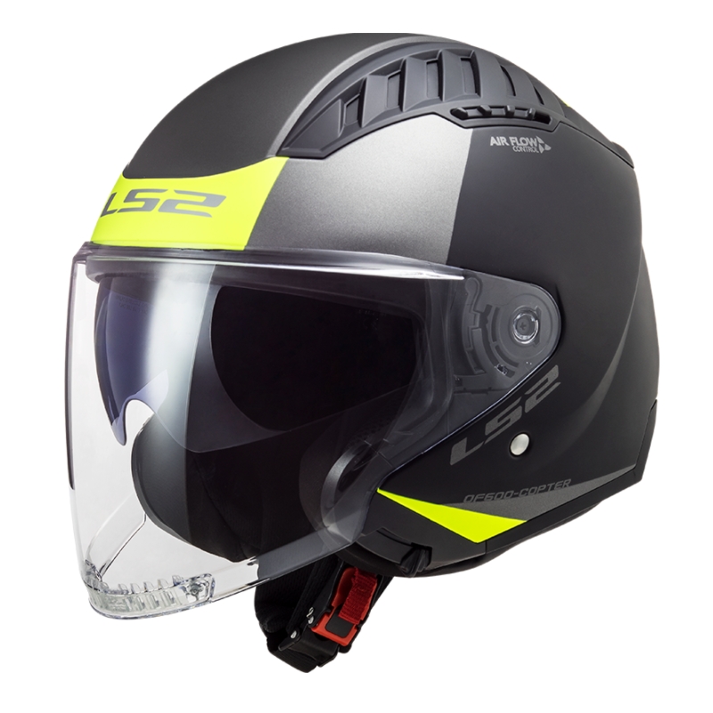 Atvērtā moto ķivere LS2 OF600 Copter II Urbane 06 melna-fluo dzeltena