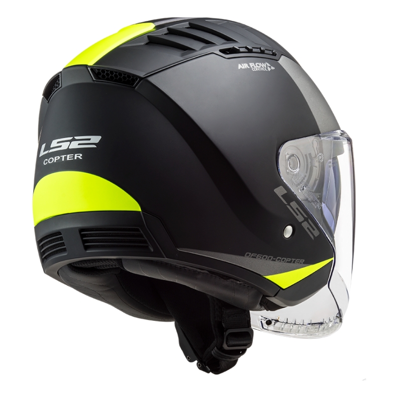 Atvērtā moto ķivere LS2 OF600 Copter II Urbane 06 melna-fluo dzeltena
