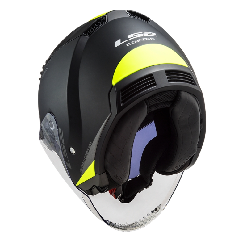 Atvērtā moto ķivere LS2 OF600 Copter II Urbane 06 melna-fluo dzeltena