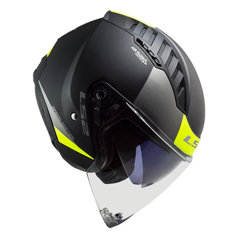 Atvērtā moto ķivere LS2 OF600 Copter II Urbane 06 melna-fluo dzeltena