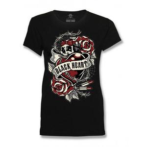 Sieviešu T-krekls Black Heart Heart Rose