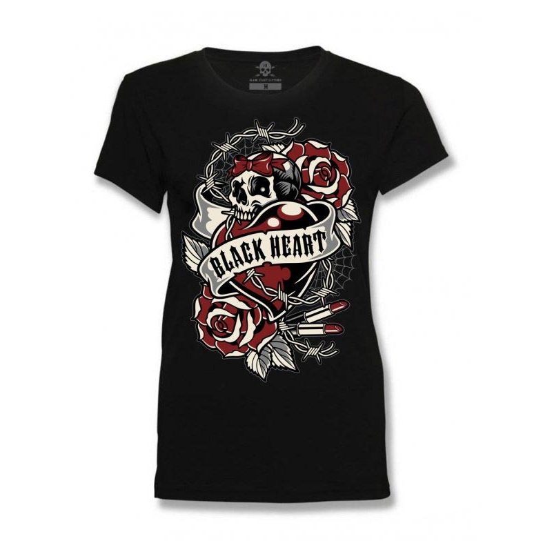 Sieviešu T-krekls Black Heart Heart Rose