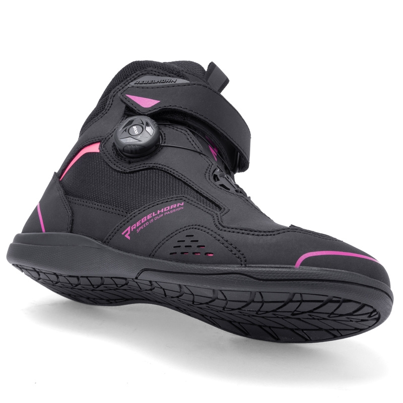 Sieviešu Rebelhorn Spark II Black and Pink Motociklu zābaki