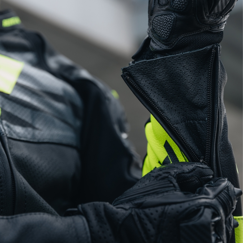 Rebelhorn Vandal Melna-fluo dzeltena ādas motocikla jaka izpārdošana