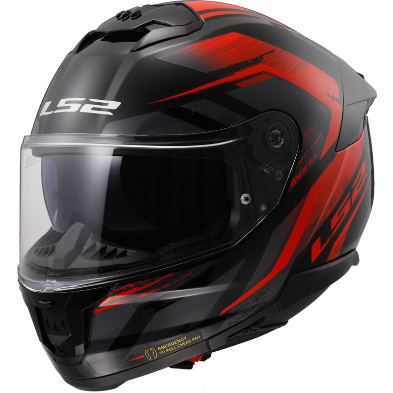 LS2 FF808 Stream II Fury melnā un sarkanā integrālā moto ķivere