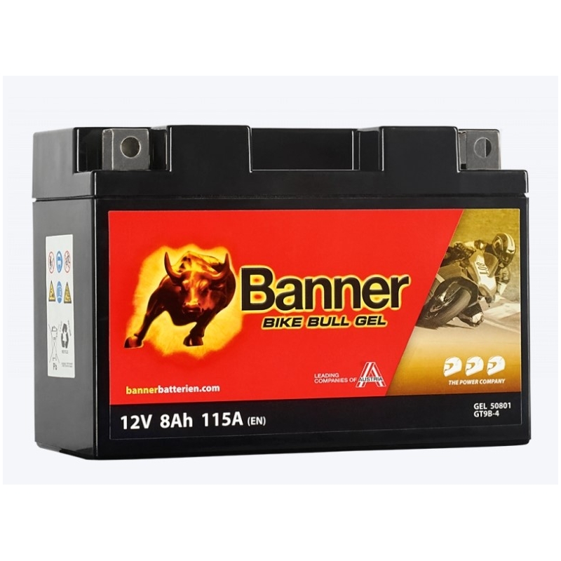 Gēla akumulators Banner Bike Bull Gel 12V, YT9B-4, 8AH, 115A