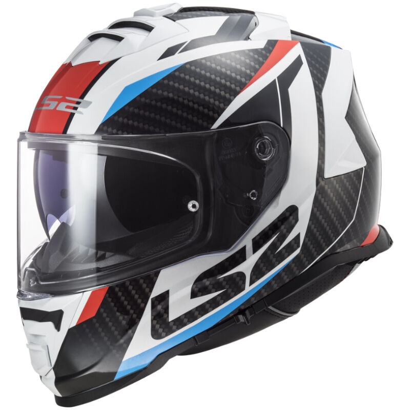 Pilna motocikla ķivere LS2 FF800 Storm II Racer balta-melna-sarkana-zila