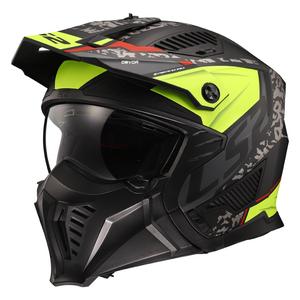 Izmēģinājuma motocikla ķivere LS2 OF606 Drifter Devor melns-fluo dzeltens