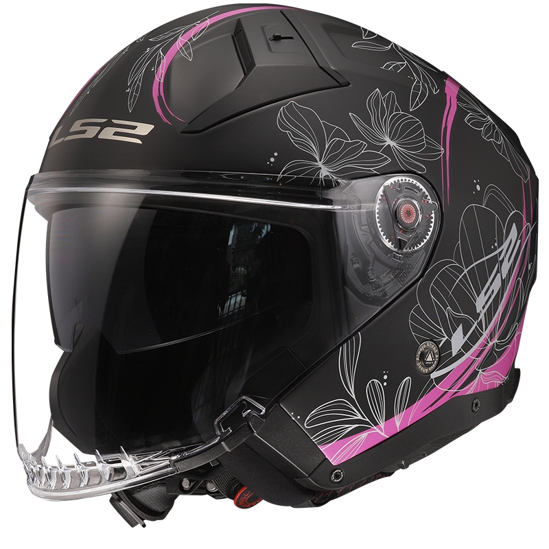Atvērt ķivere LS2 OF603 Infinity II Lotus melns un rozā