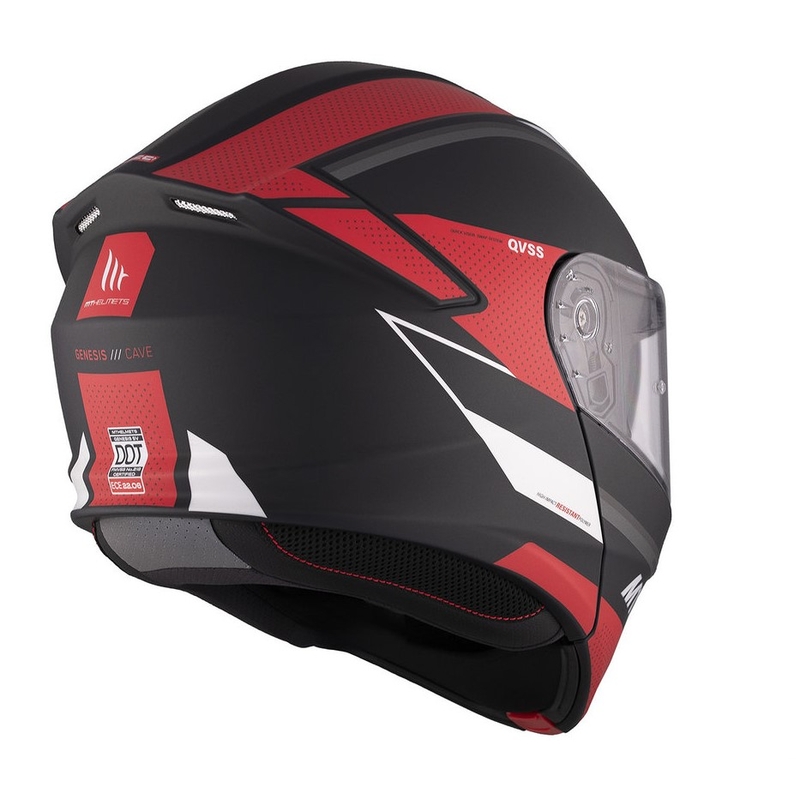 MT Genesis SV Cave A5 melnbaltsarkana matēta flip-up moto ķivere