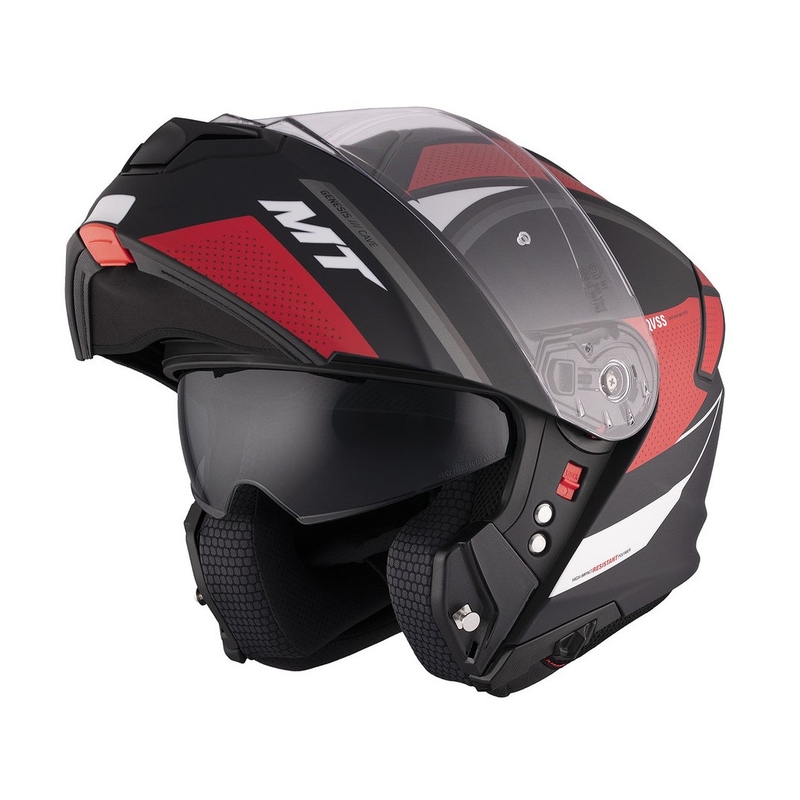 MT Genesis SV Cave A5 melnbaltsarkana matēta flip-up moto ķivere