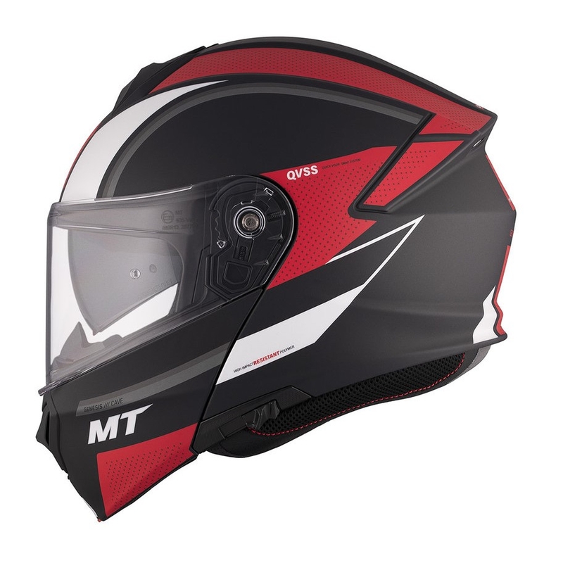 MT Genesis SV Cave A5 melnbaltsarkana matēta flip-up moto ķivere
