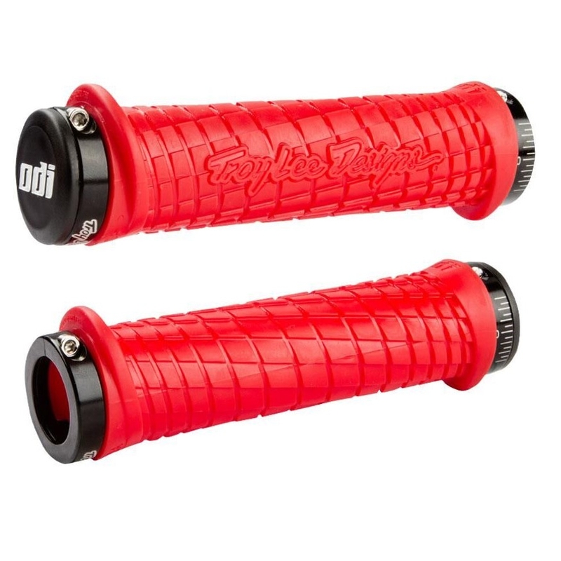Rokturi ODI TROY LEE DESIGNS SIGNATURE ATV LOCK-ON sarkanā un melnā krāsā