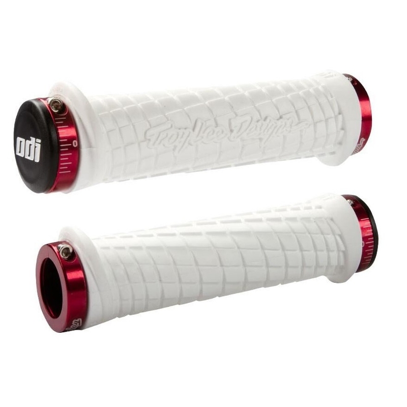 Rokturi ODI TROY LEE DESIGNS SIGNATURE ATV LOCK-ON balti-sarkani