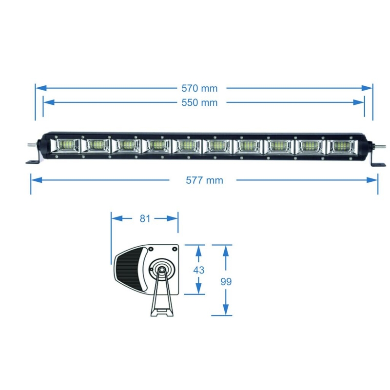 LED gaismas rampa SHARK LED LIGHT BAR , ETI LED, 21,5", 100W