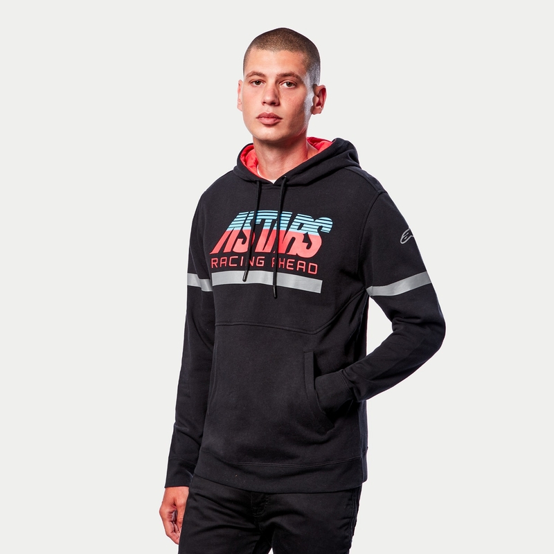 Mikina Alpinestars Club Hoodie černo-červeno-modro-šedá