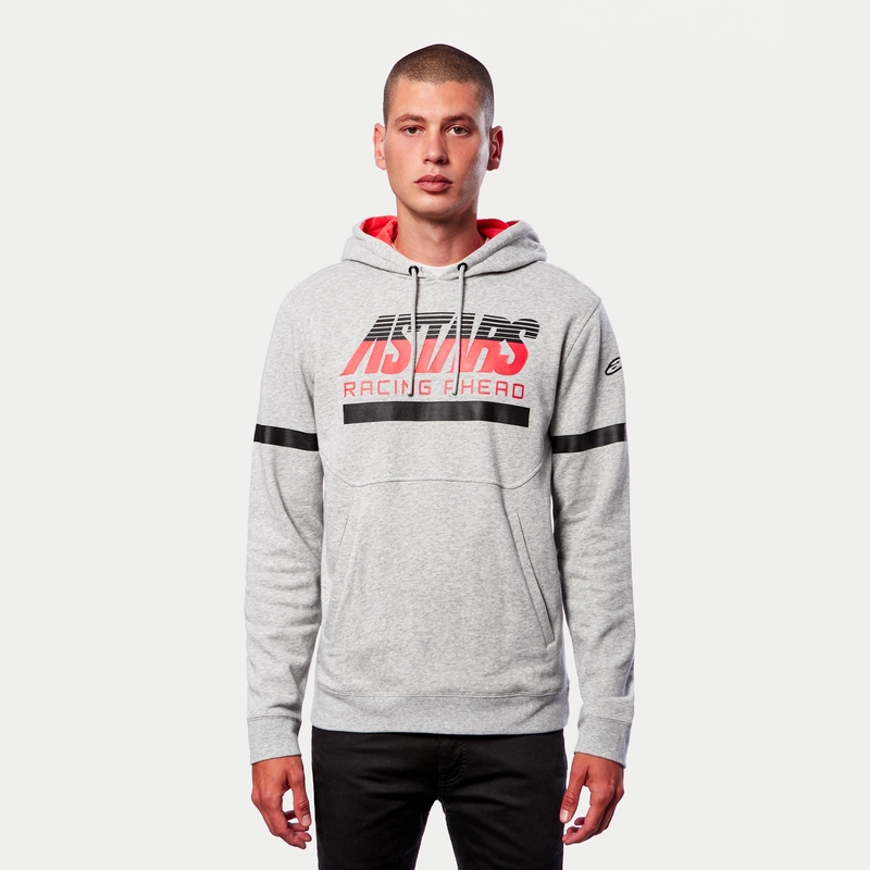 Mikina Alpinestars Club Hoodie šedo-černo-červená