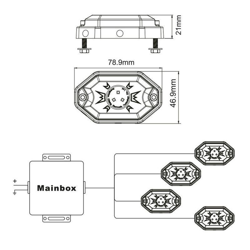 HAIZIVS LED APGAISMOJUMS, RGB, DAUDZKRĀSAINS, BLUETOOTH VADĪBA, 4 GAB. KOMPLEKTS