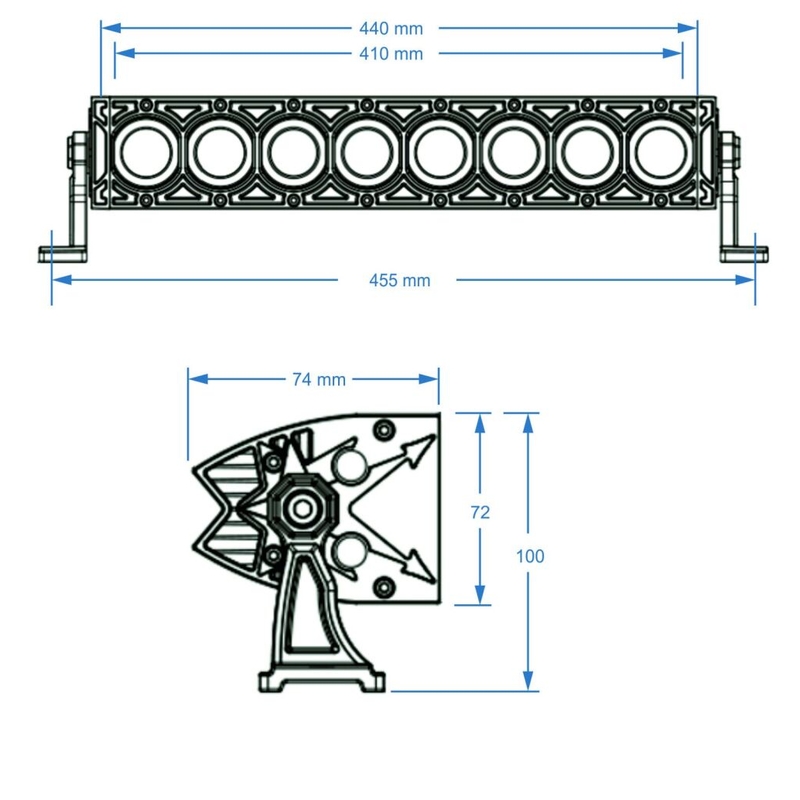 LED gaismas rampa SHARK LED LIGHT BAR 17" ar HALO gredzenu, CREE LED, 80W