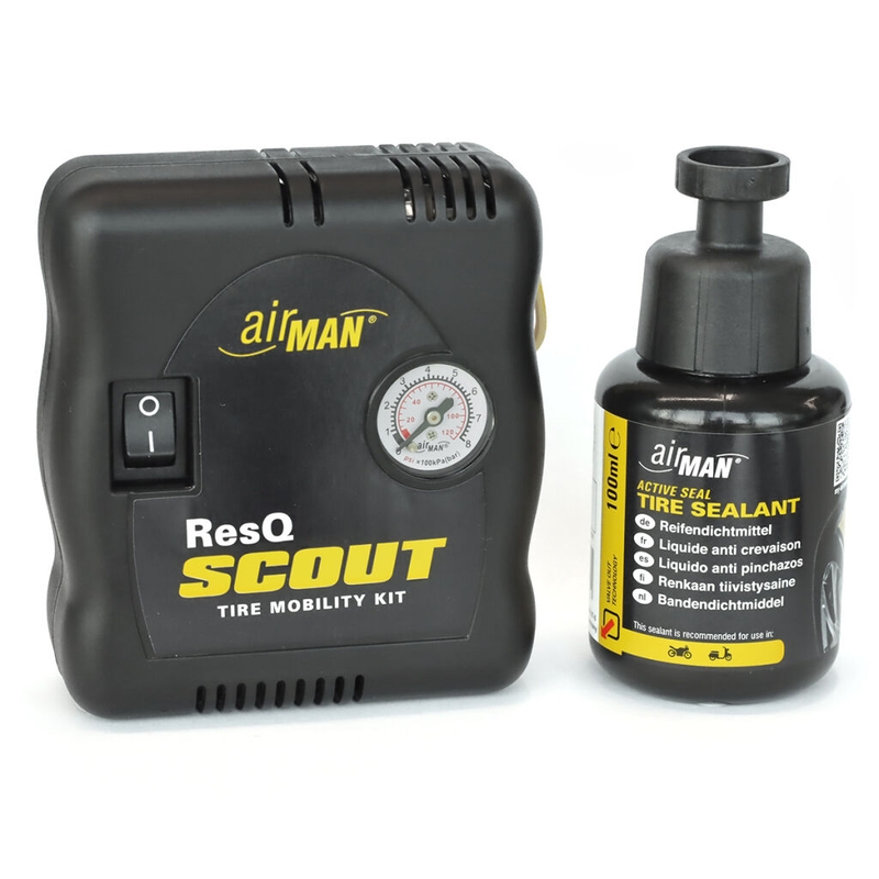AirMan ResQ Scout riepu remonta komplekts ar kompresoru + 100ml uzpildes komplekts