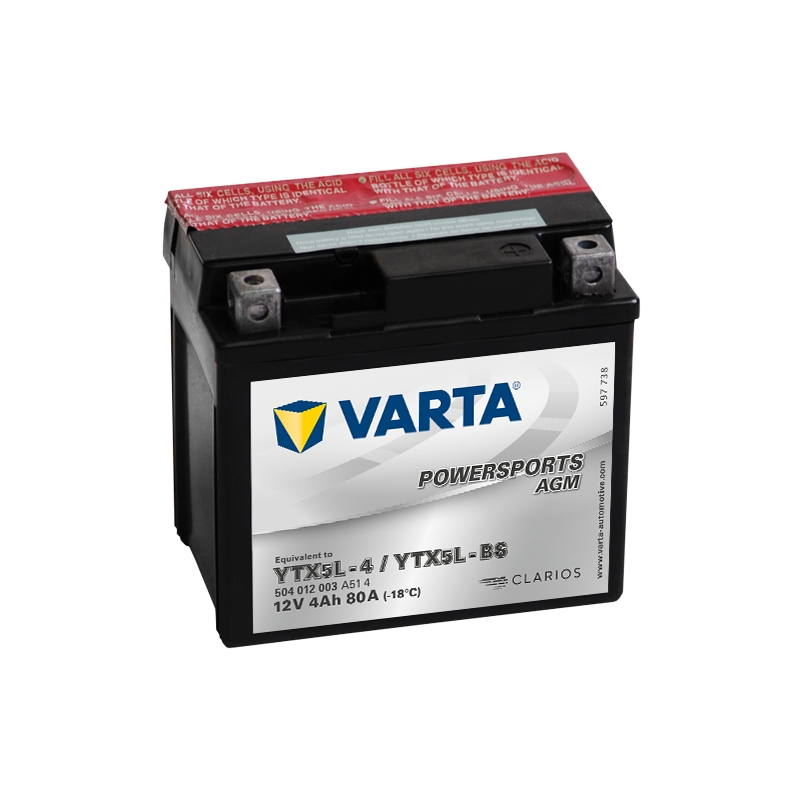Bezúdržbová baterie VARTA YTX5L-4/YTX5L-BS 12V/4Ah