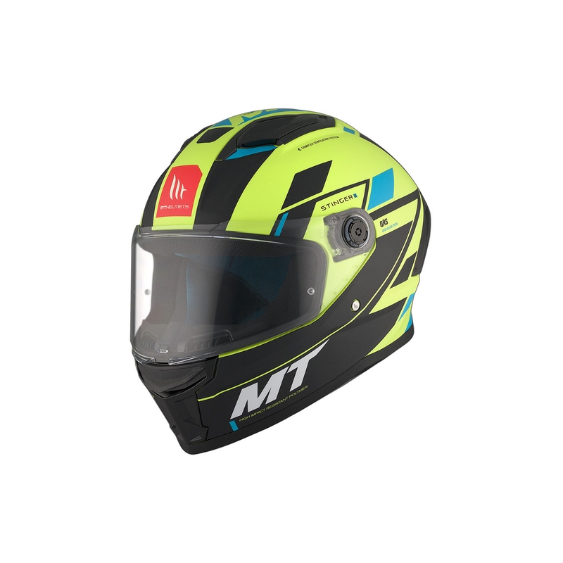 MT Stinger 2 Solid Zivze fluo zaļš-melns-melns-zils matēts integrāls motocikla ķivere