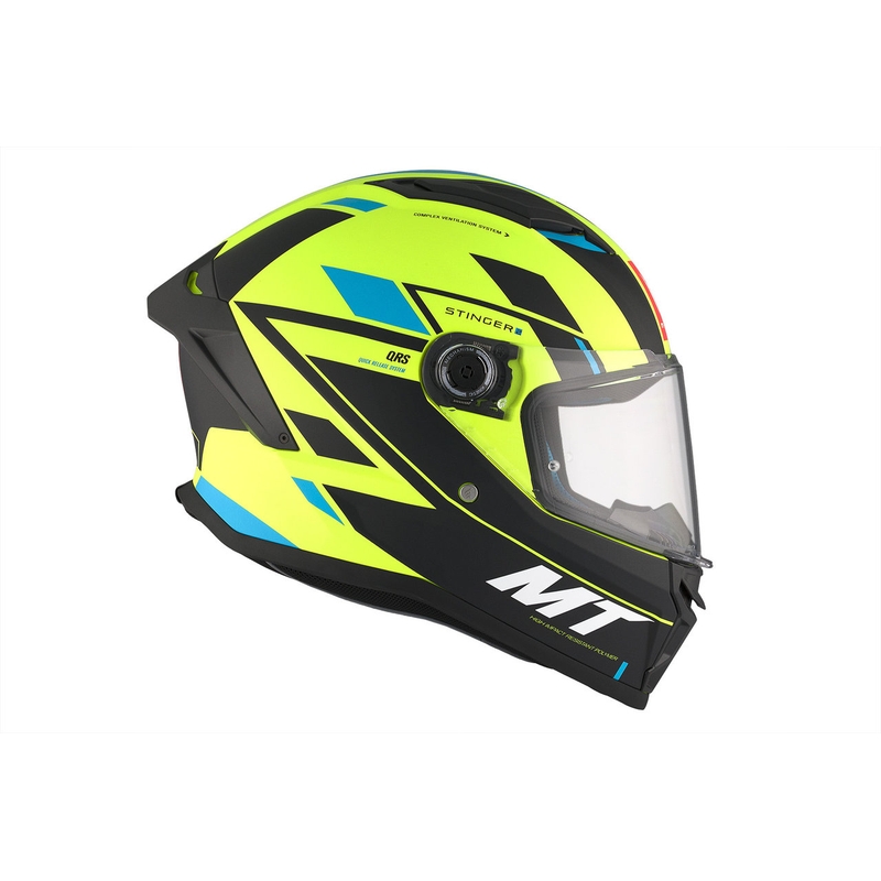 MT Stinger 2 Solid Zivze fluo zaļš-melns-melns-zils matēts integrāls motocikla ķivere