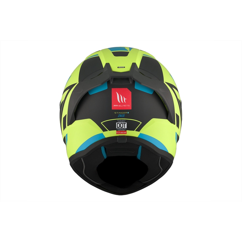 MT Stinger 2 Solid Zivze fluo zaļš-melns-melns-zils matēts integrāls motocikla ķivere
