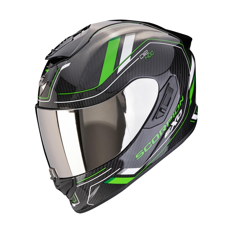 Integrēta moto ķivere Scorpion EXO-1400 EVO II CARBON AIR MIRAGE melns-zaļš izpārdošana