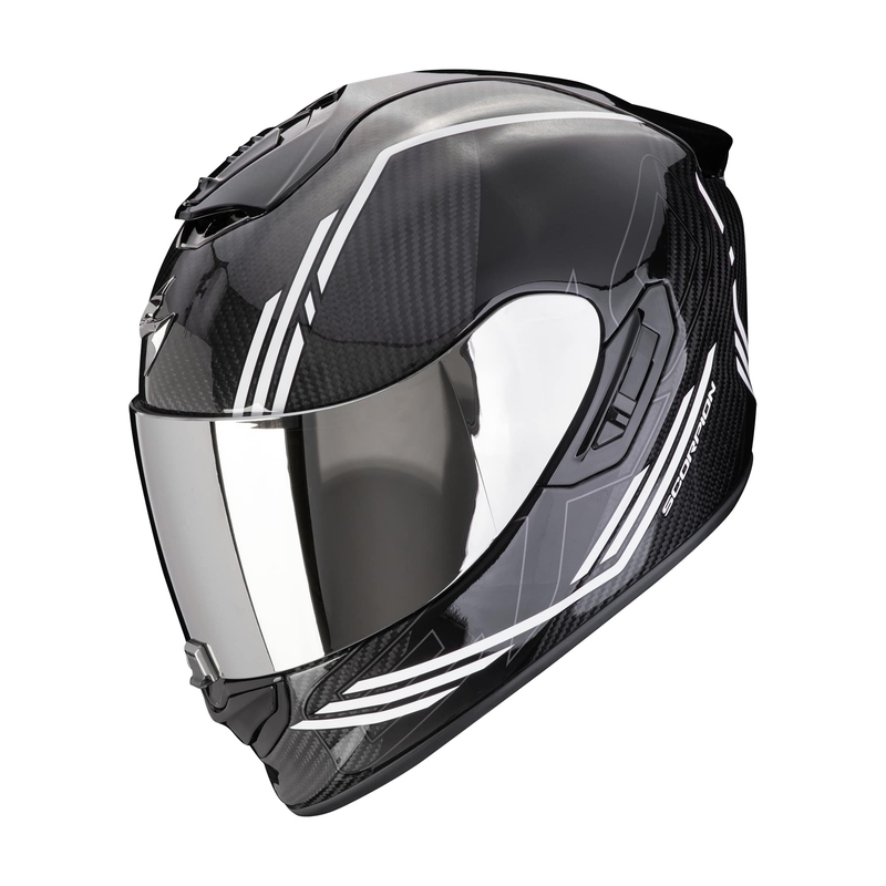 Integrēta moto ķivere Scorpion EXO-1400 EVO II CARBON AIR REIKA melns un balts izpārdošana