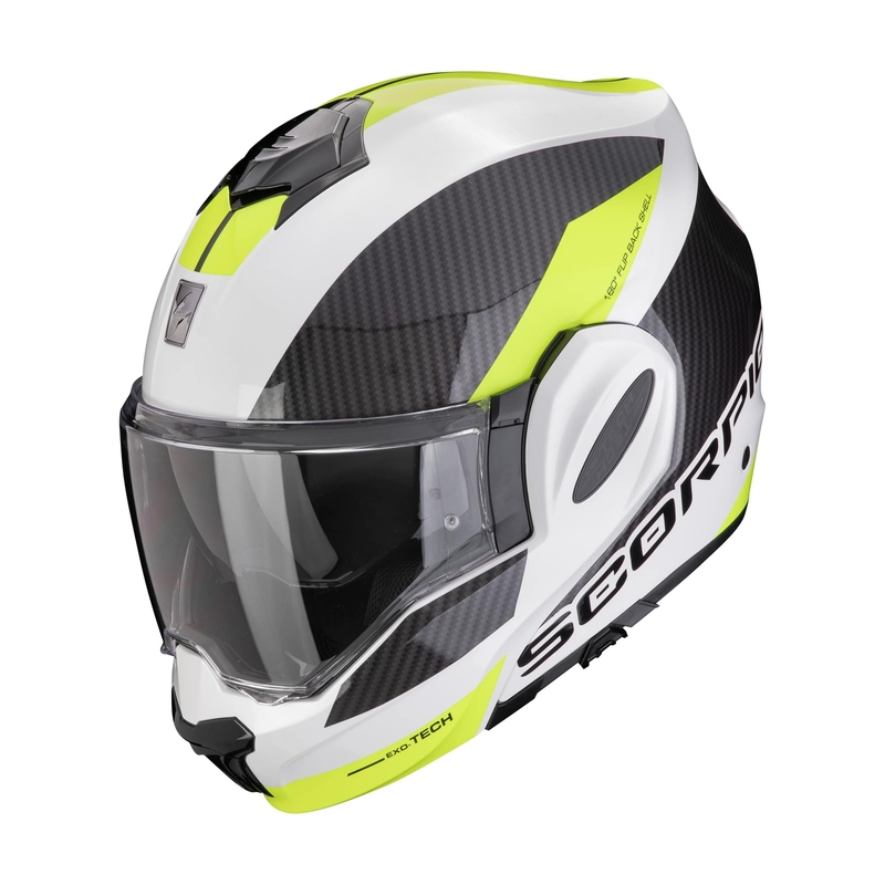 Salokāmā moto ķivere Scorpion EXO-TECH EVO TEAM balta-fluo dzeltena izpārdošana
