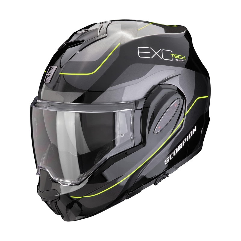 Saliekamā moto ķivere Scorpion EXO-TECH EVO PRO COMMUTA melns-sudrabgani dzeltens izpārdošana