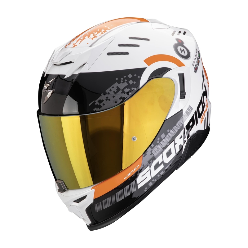 Integrēta motociklistu ķivere Scorpion EXO-520 EVO AIR TITAN balta-oranža izpārdošana