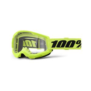 Motokrosa brilles 100% STRATA 2 New fluo yellow (caurspīdīgs pleksi)