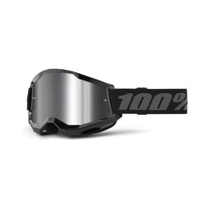 Motokrosa brilles 100% STRATA 2 New black (silver plexi)