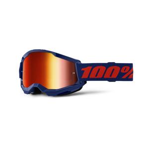 Motokrosa brilles 100% STRATA 2 New blue (red plexi)
