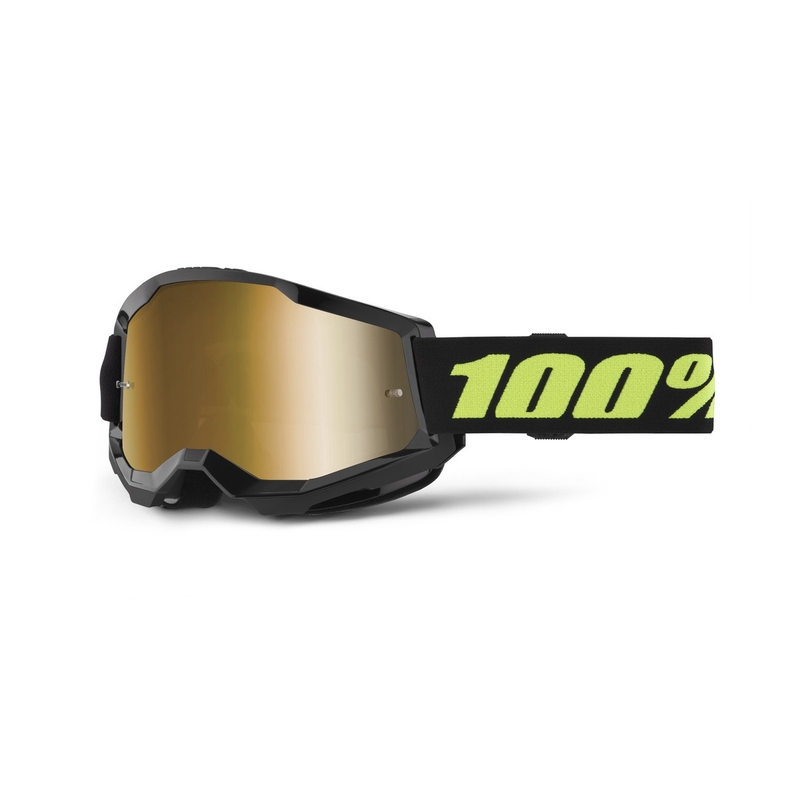 Motokrosa brilles 100% STRATA 2 New Solar black (gold plexi)