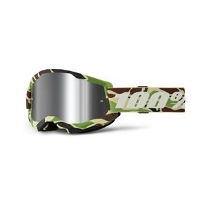 Motokrosa brilles 100% STRATA 2 New War Camo green (sudraba pleksi)