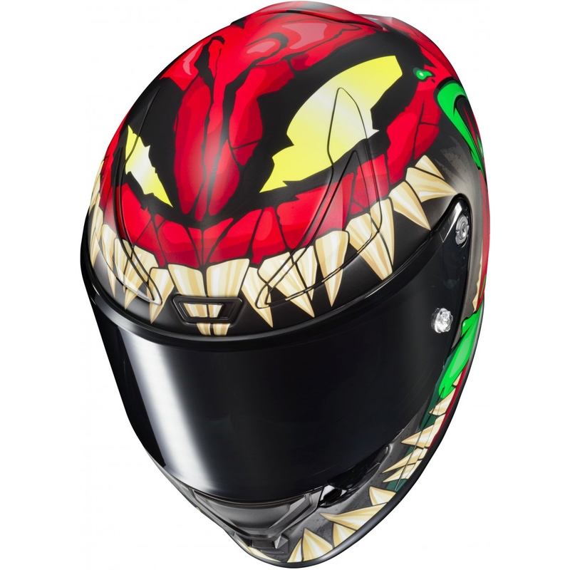 Integrēta moto ķivere HJC RPHA 1 Toxin Marvel MC1SF sarkanā-pelēkā-zaļā krāsā izpārdošana