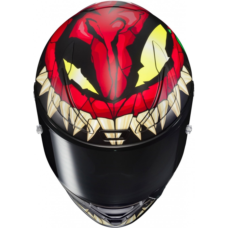 Integrēta moto ķivere HJC RPHA 1 Toxin Marvel MC1SF sarkanā-pelēkā-zaļā krāsā izpārdošana