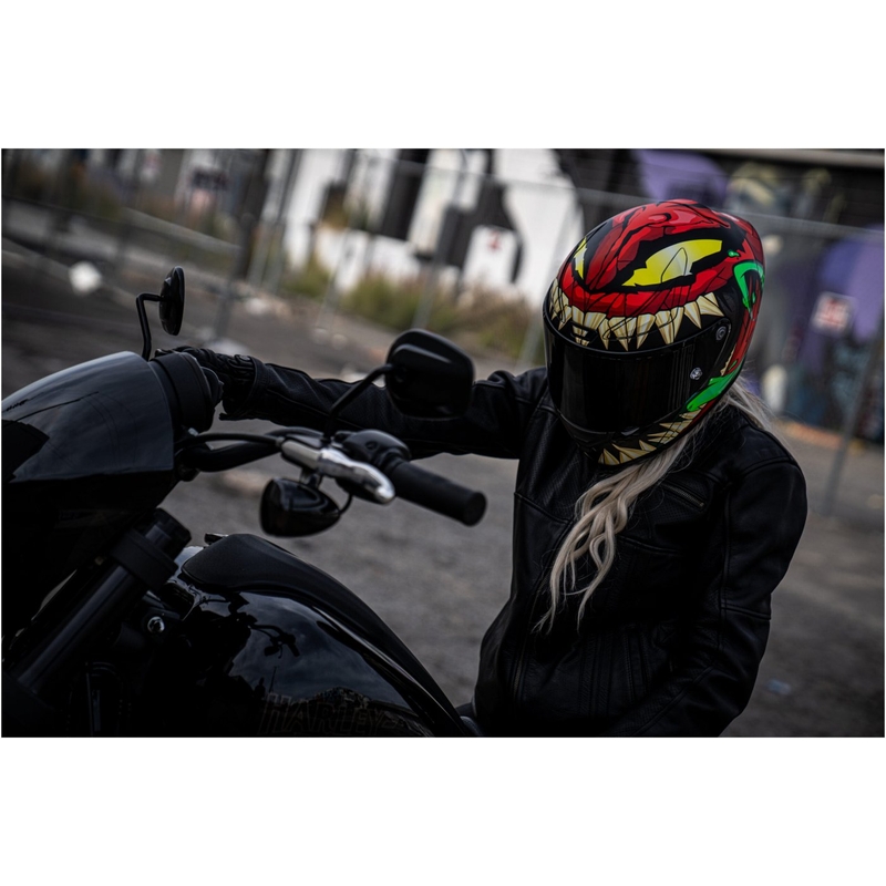 Integrēta moto ķivere HJC RPHA 1 Toxin Marvel MC1SF sarkanā-pelēkā-zaļā krāsā izpārdošana
