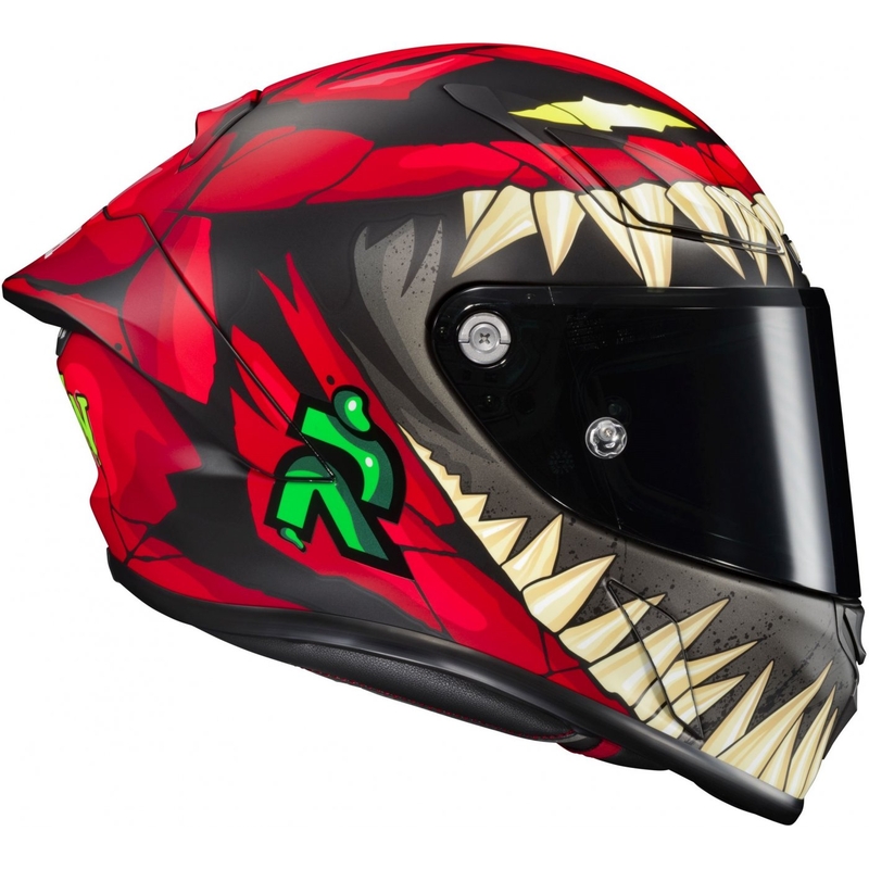 Integrēta moto ķivere HJC RPHA 1 Toxin Marvel MC1SF sarkanā-pelēkā-zaļā krāsā izpārdošana