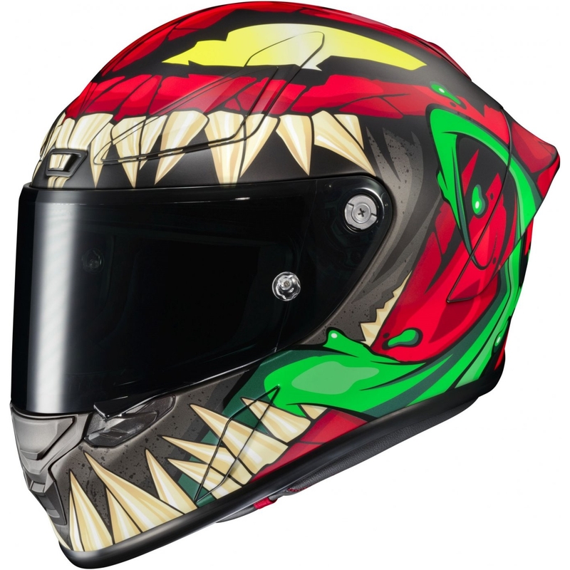Integrēta moto ķivere HJC RPHA 1 Toxin Marvel MC1SF sarkanā-pelēkā-zaļā krāsā izpārdošana