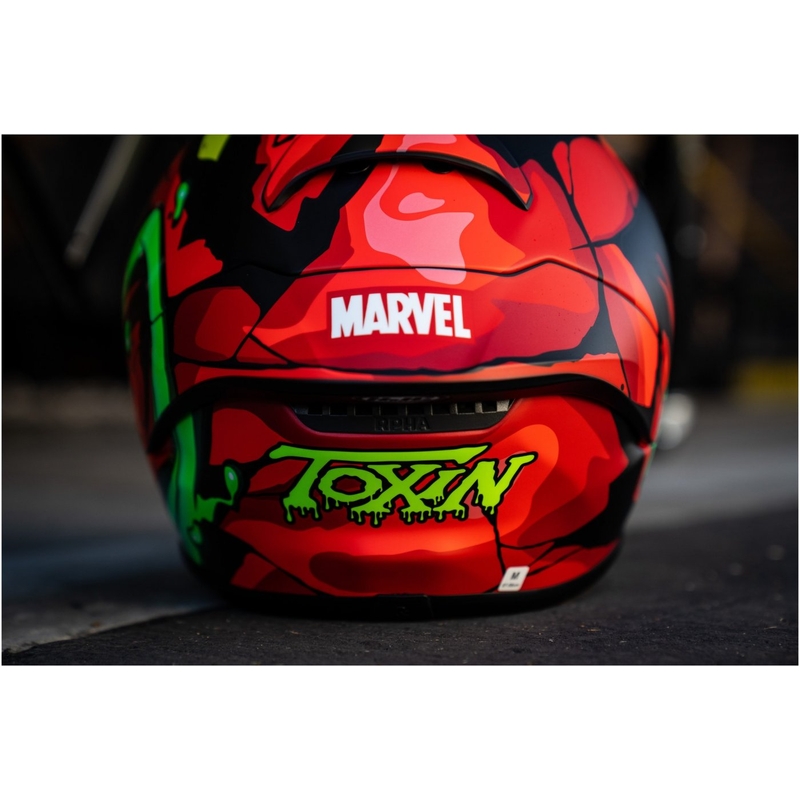 Integrēta moto ķivere HJC RPHA 1 Toxin Marvel MC1SF sarkanā-pelēkā-zaļā krāsā izpārdošana