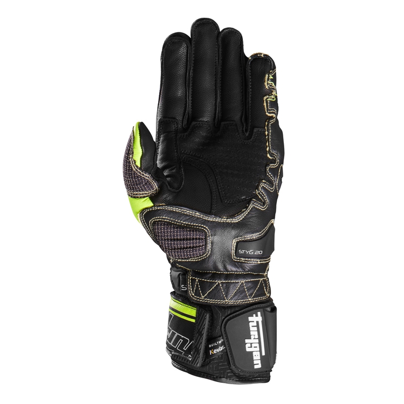 Furygan Styg 20 x Kevlar motocikla cimdi melni-fluorēti dzelteni-balti