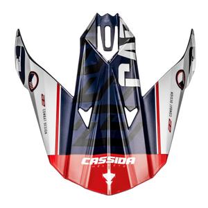 Ķiveres vizieris Cassida Cross Cup Sonic zili-balti-sarkans