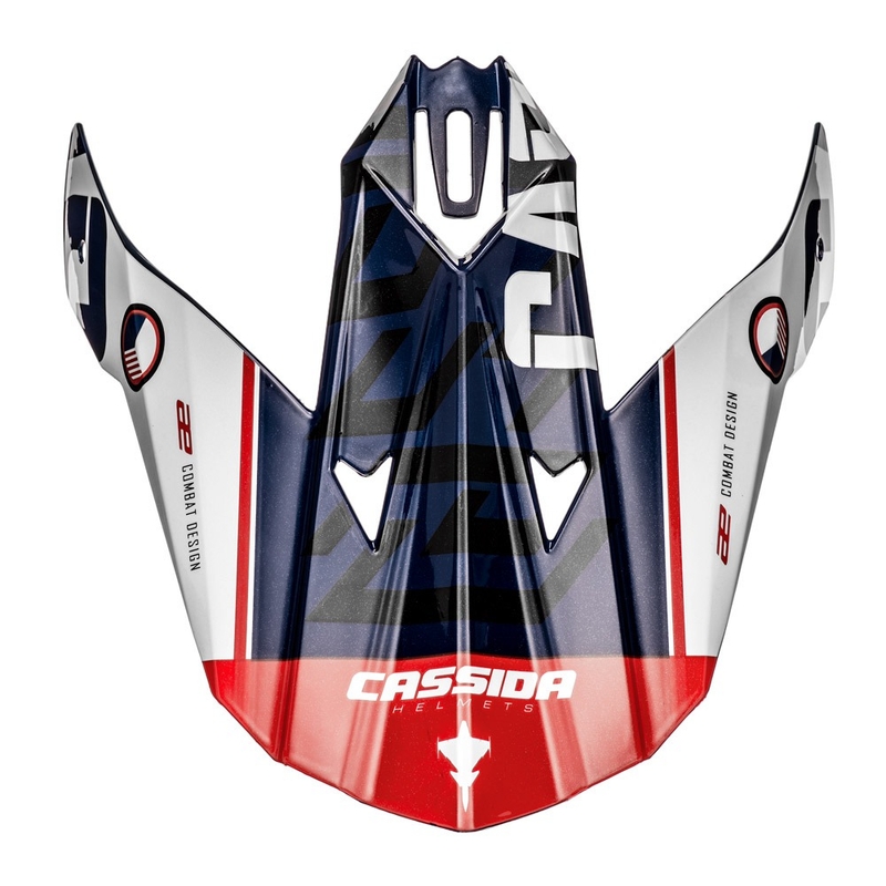 Ķiveres vizieris Cassida Cross Cup Sonic zili-balti-sarkans